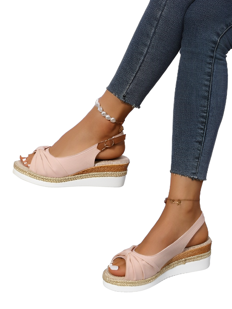 Sherie - Wedge sandals with peep toe buckle