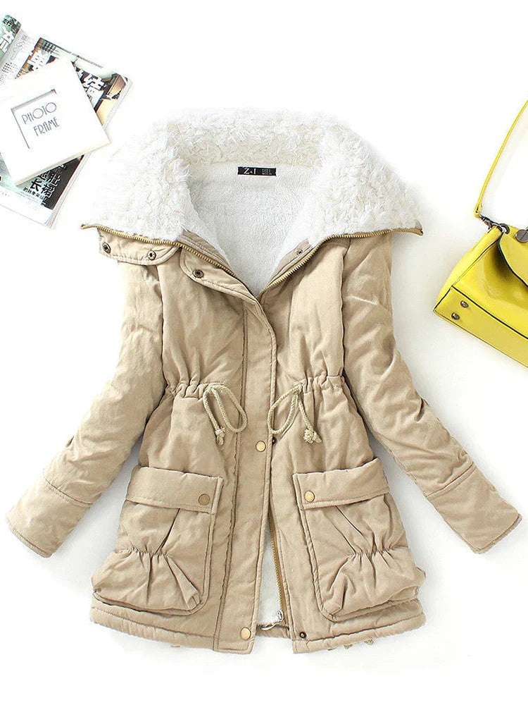 Anna | Women's Mid-Length Jacket with Adjustable Waist – Stylish Outerwear