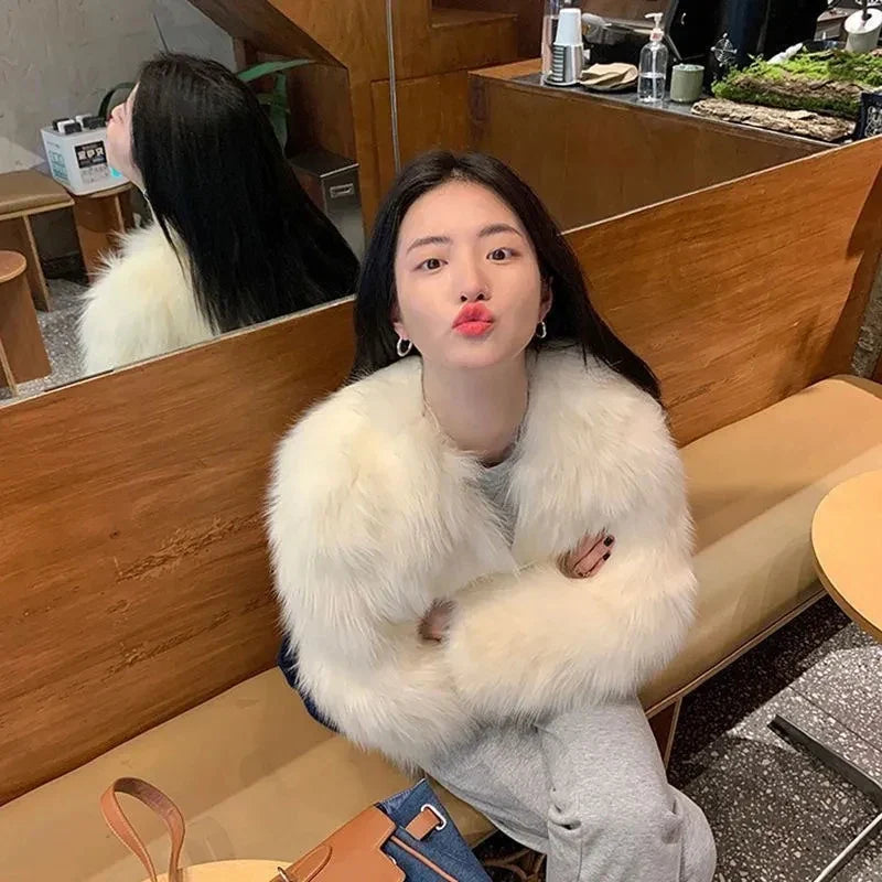 Women's Short Loose Faux Fur Coat - Various Colors