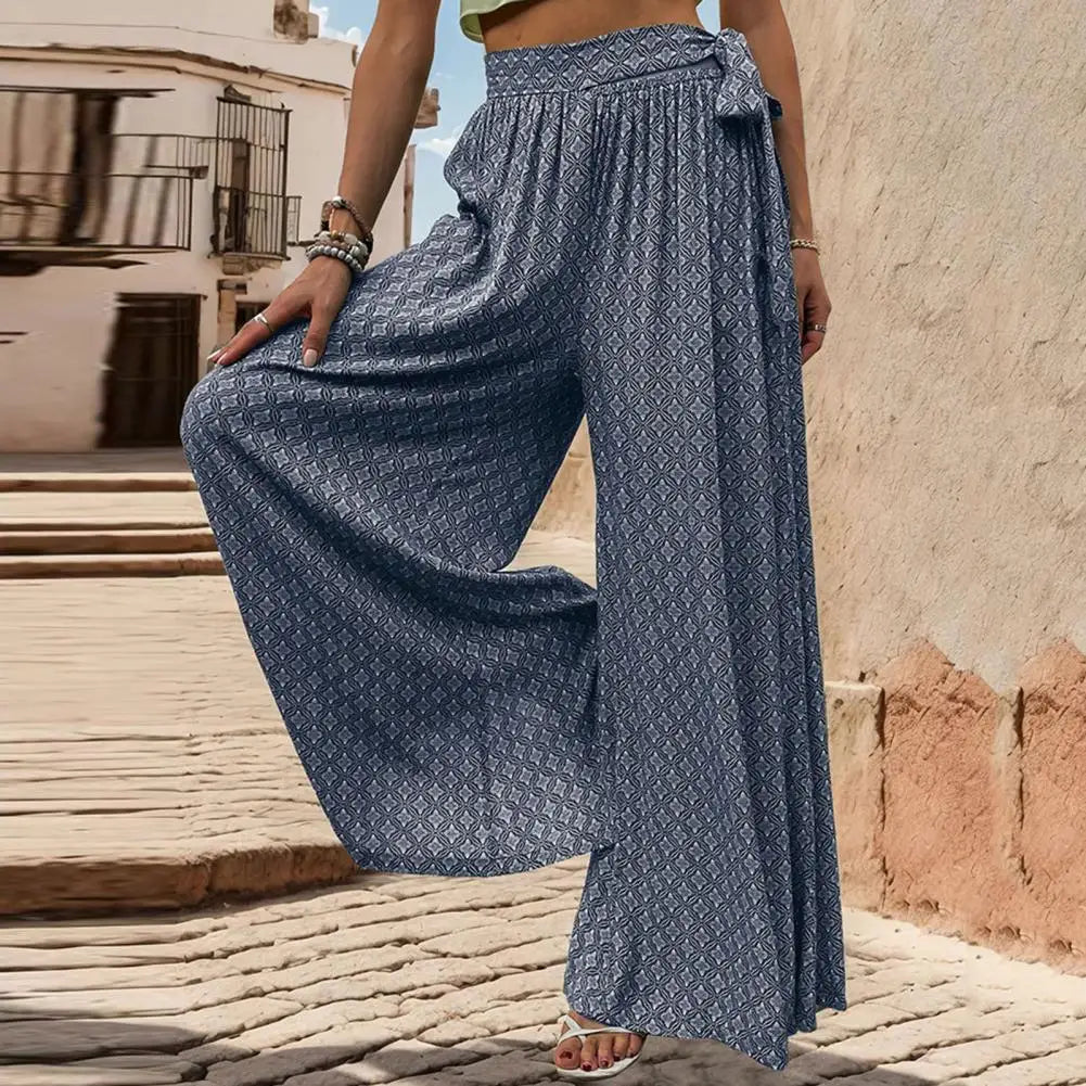 Sophia - High-waisted wide trousers with print pattern