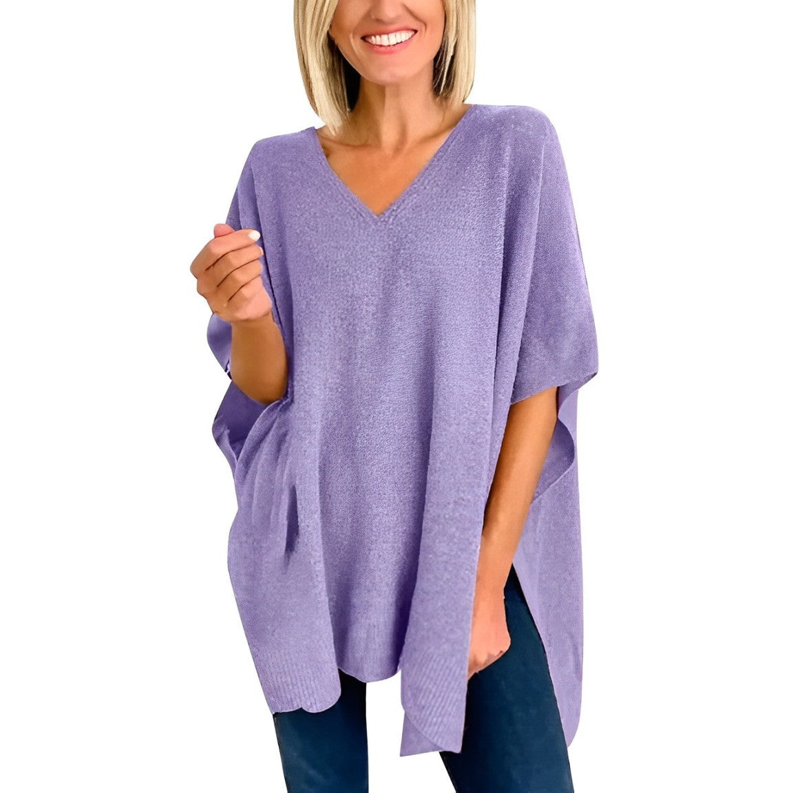 Tiffani - Sweater with irregular hem and V-neckline