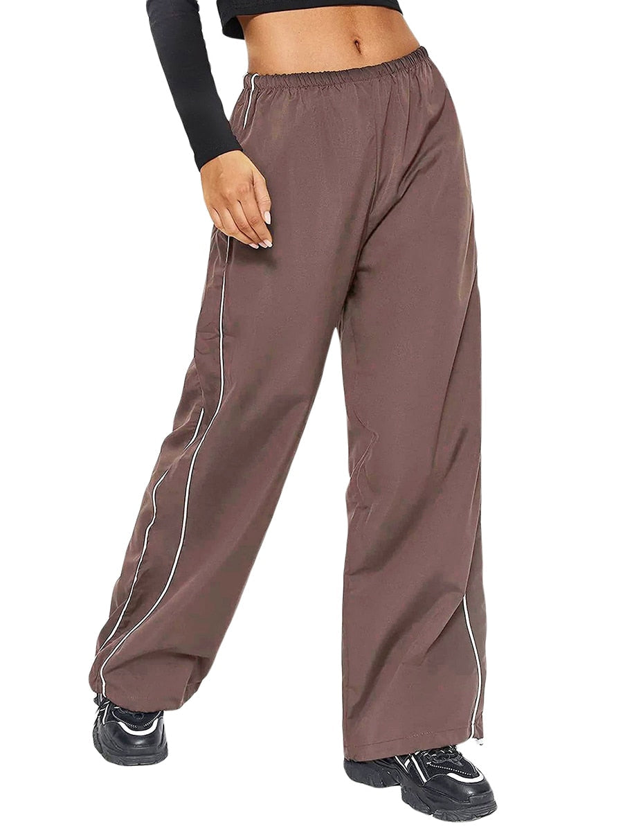 Generous Cargo Trousers - Ladies Drawstring Elasticated Low Waistband Parachute Trousers