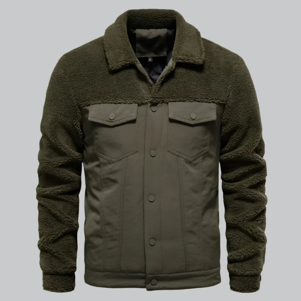 Sherpa button down fleece jacket for women