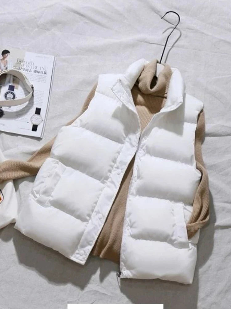 Womens Cotton Padded Puffer Sleeveless Parka Jacket - Various Colors