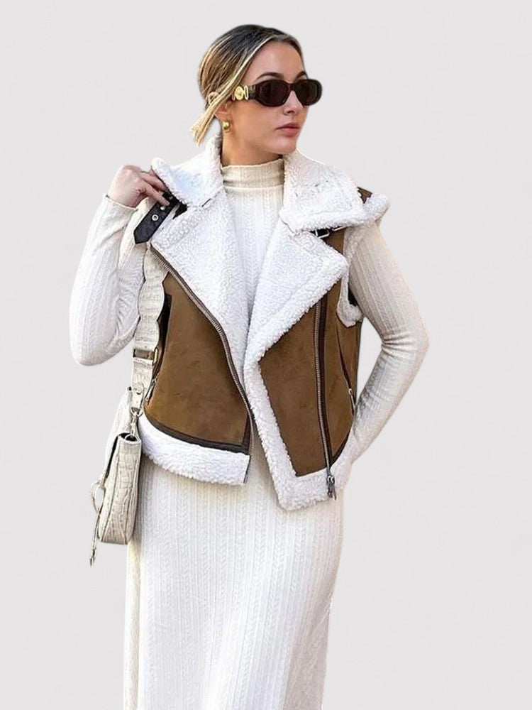 Trendy biker-inspired waistcoat for women