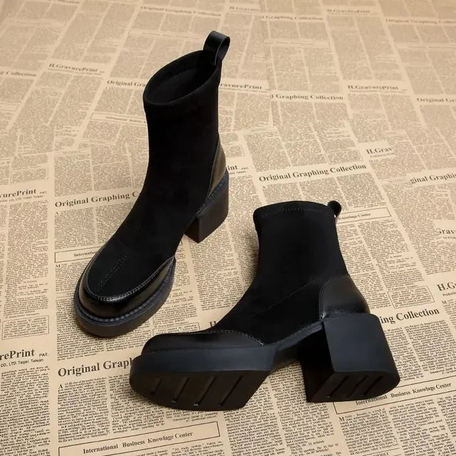 Harper - Suede ankle boots with block heel