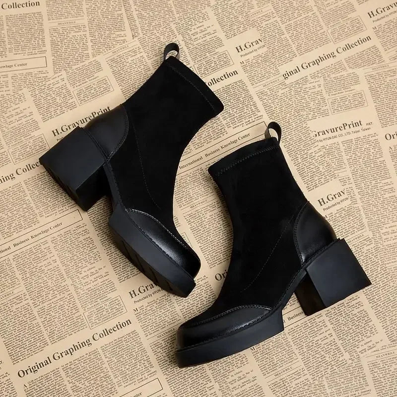 Harper - Suede ankle boots with block heel