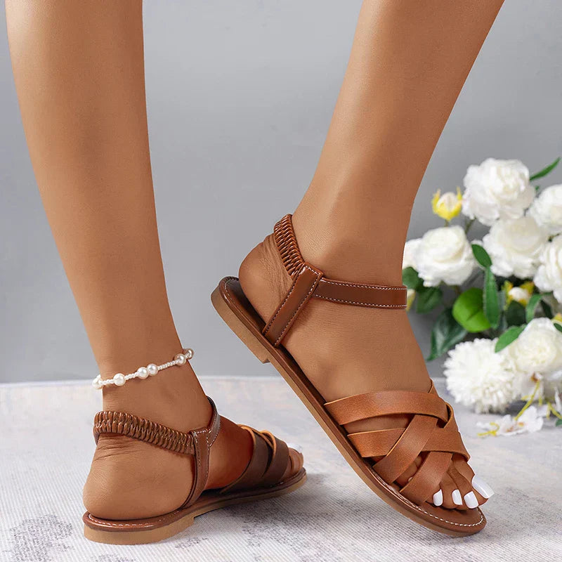 Women's summer sandals in Roman style with straps and non-slip rubber soles