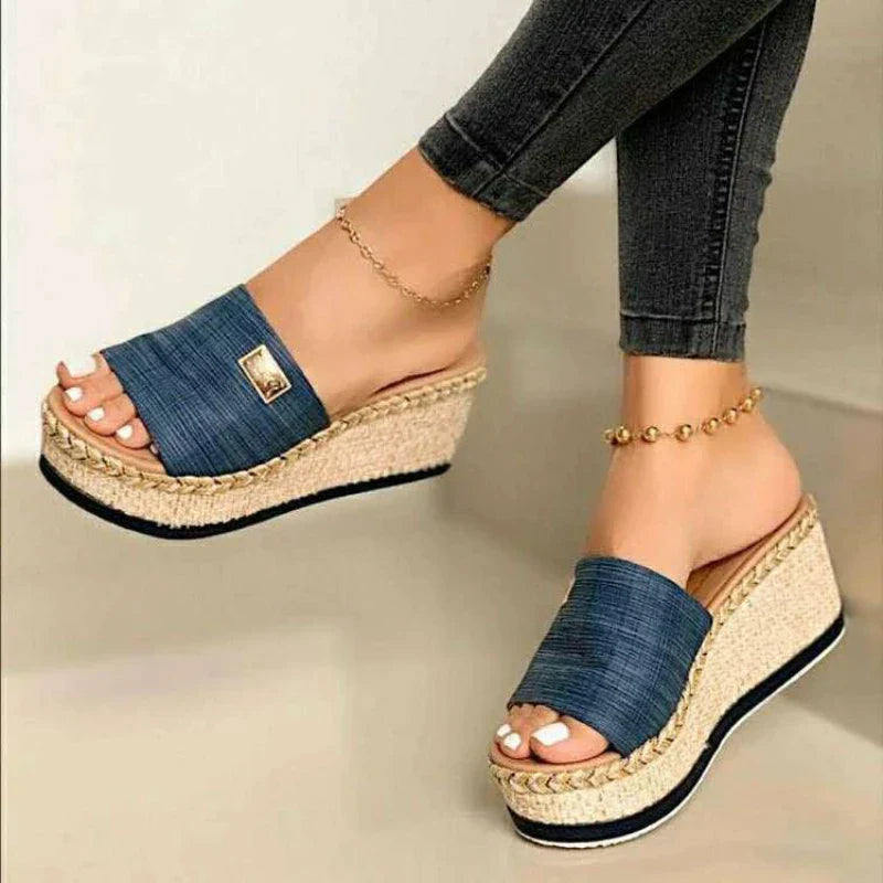 Marinella - Casual wedge heel sandals with espadrille sole