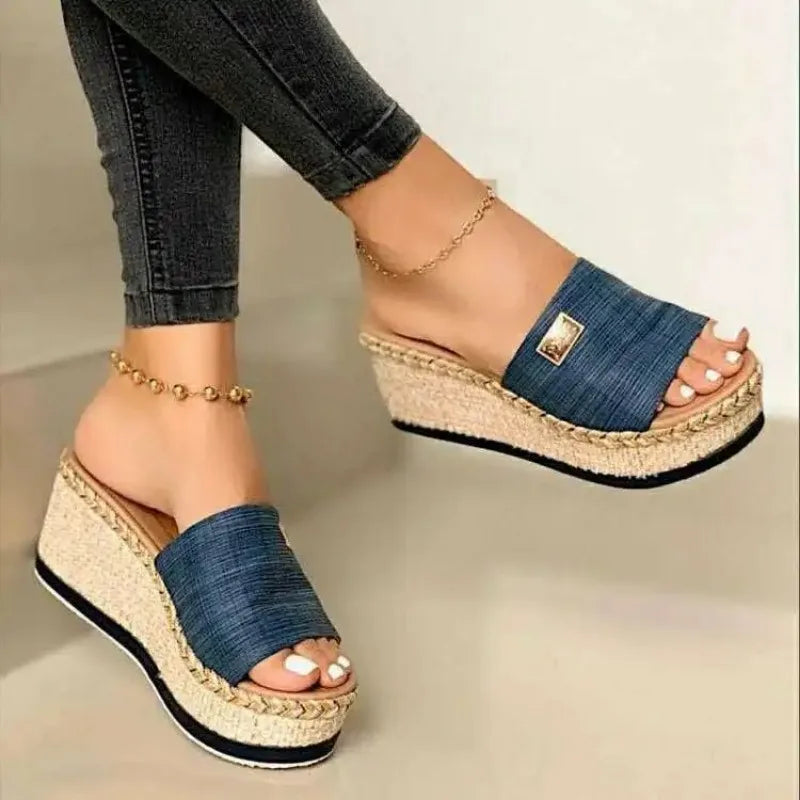 Marinella - Casual wedge heel sandals with espadrille sole