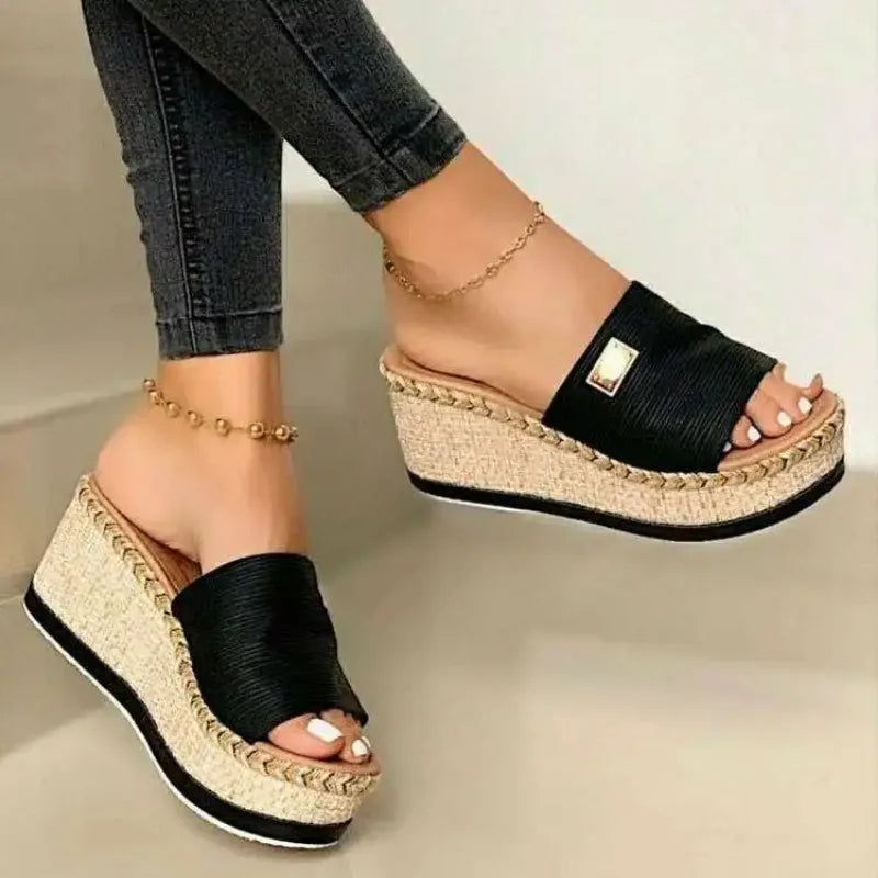 Marinella - Casual wedge heel sandals with espadrille sole