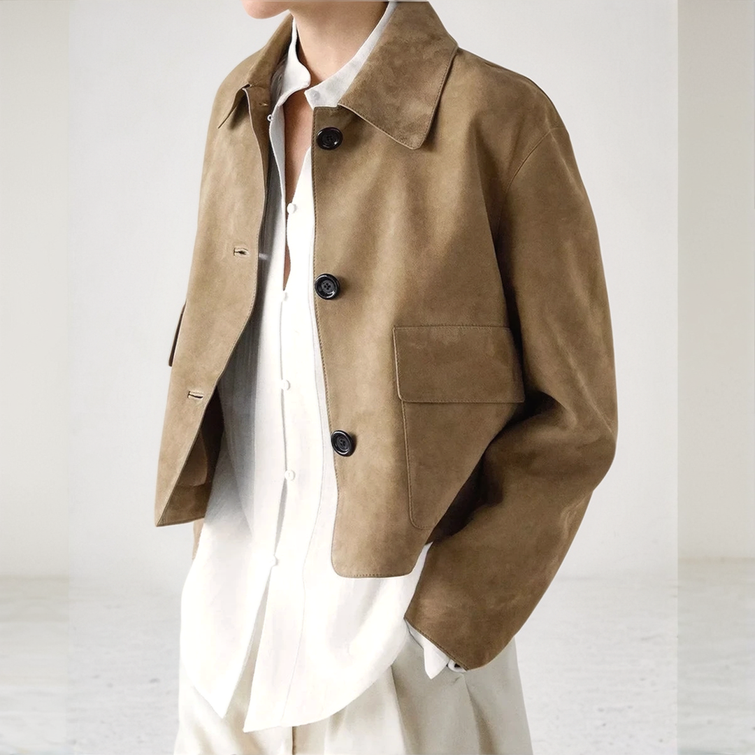 Cropped button-up jacket for women