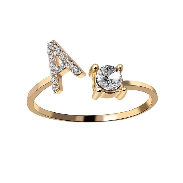 Ava - Personalised initial ring with solitaire diamond