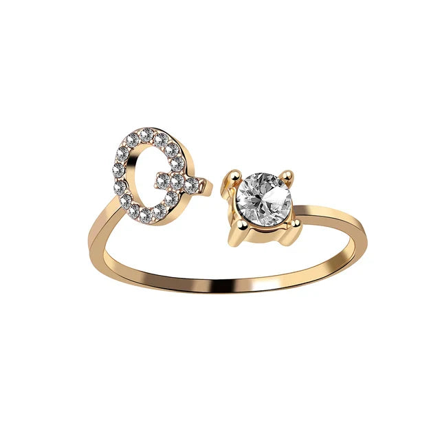 Ava - Personalised initial ring with solitaire diamond