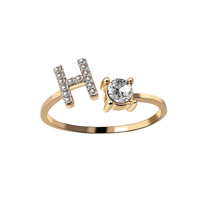 Ava - Personalised initial ring with solitaire diamond