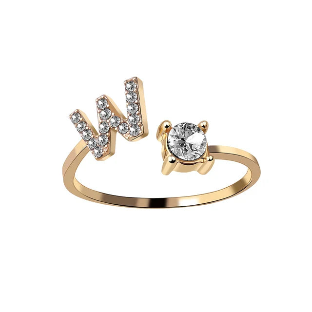 Ava - Personalised initial ring with solitaire diamond