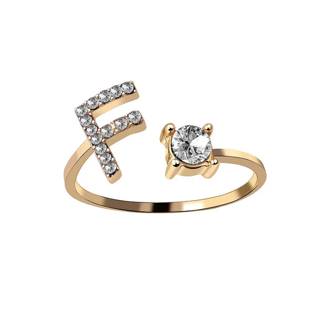 Ava - Personalised initial ring with solitaire diamond