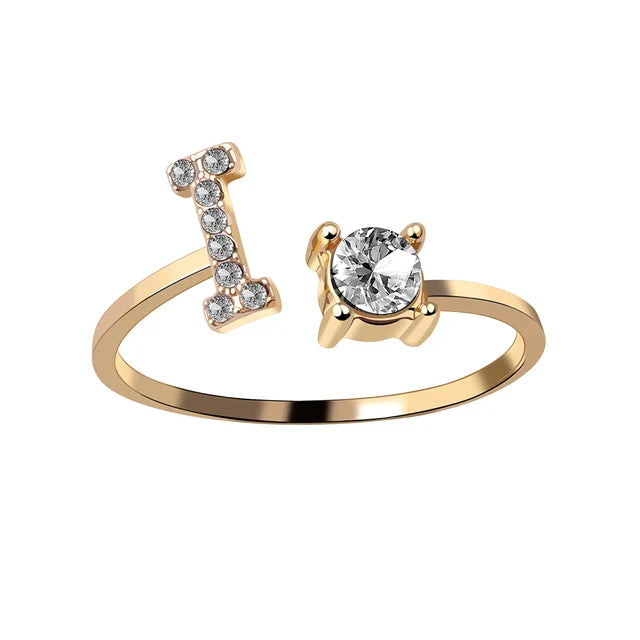 Ava - Personalised initial ring with solitaire diamond