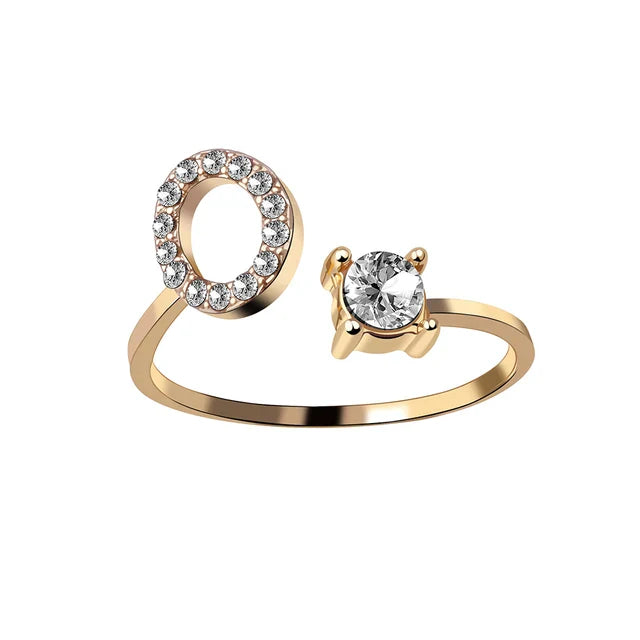 Ava - Personalised initial ring with solitaire diamond