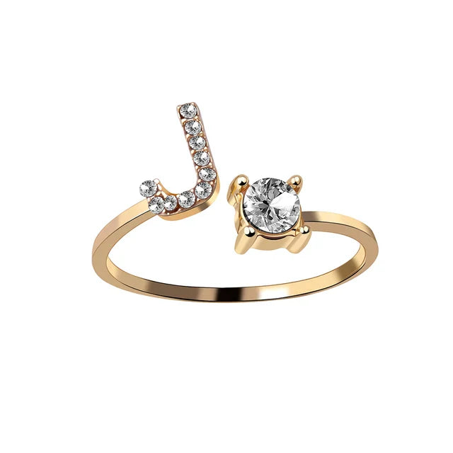 Ava - Personalised initial ring with solitaire diamond