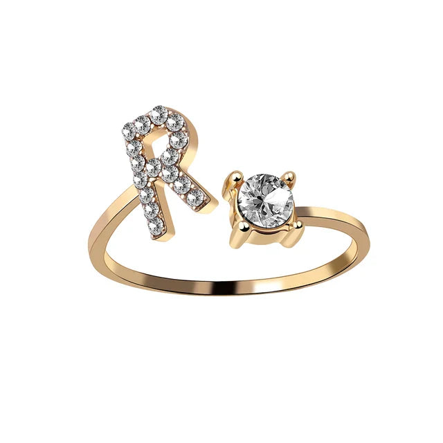 Ava - Personalised initial ring with solitaire diamond