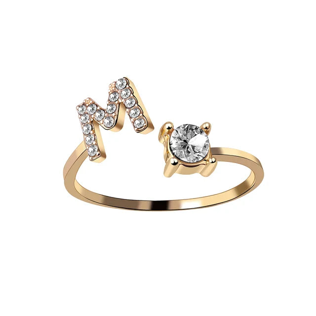 Ava - Personalised initial ring with solitaire diamond