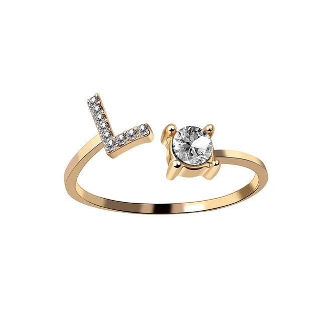 Ava - Personalised initial ring with solitaire diamond