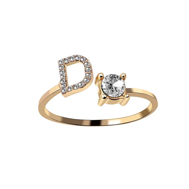 Ava - Personalised initial ring with solitaire diamond