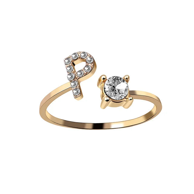 Ava - Personalised initial ring with solitaire diamond