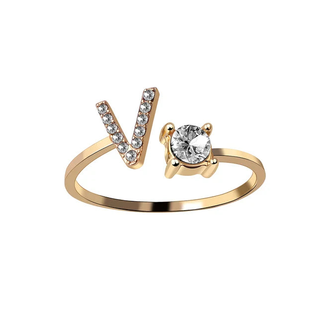 Ava - Personalised initial ring with solitaire diamond