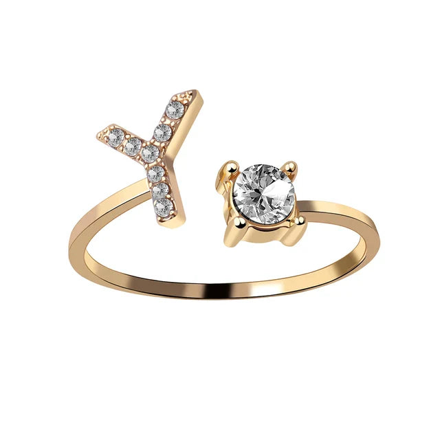 Ava - Personalised initial ring with solitaire diamond