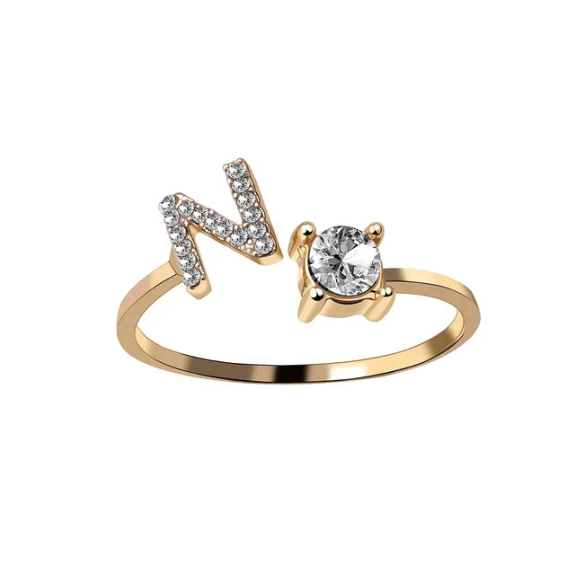 Ava - Personalised initial ring with solitaire diamond