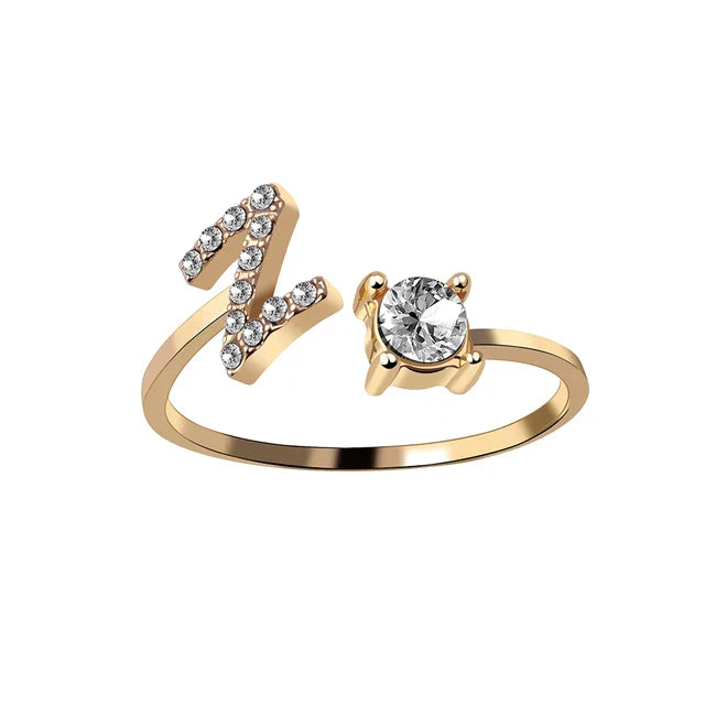 Ava - Personalised initial ring with solitaire diamond