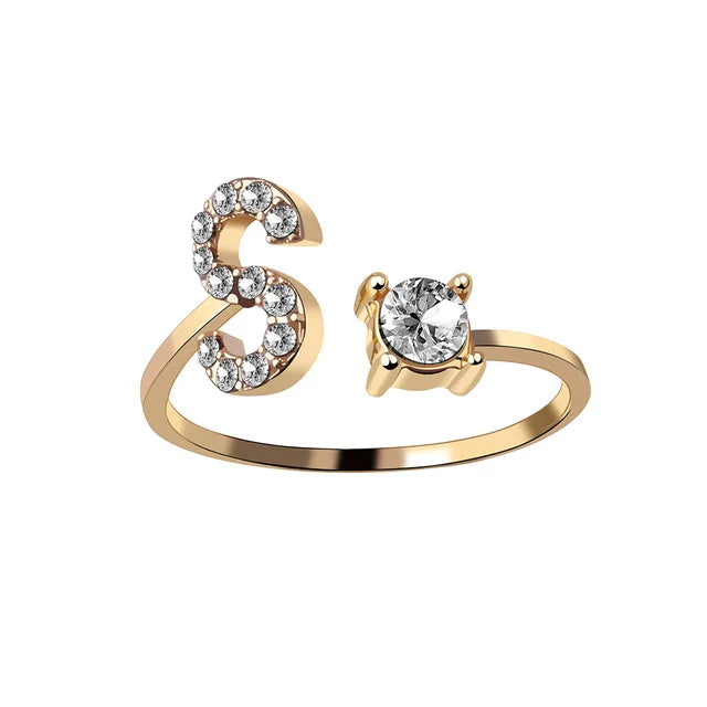 Ava - Personalised initial ring with solitaire diamond