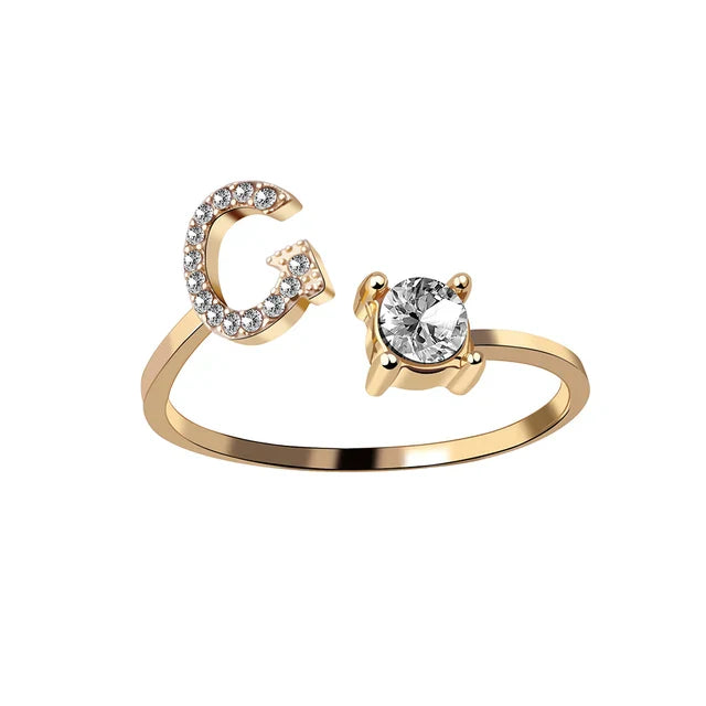 Ava - Personalised initial ring with solitaire diamond