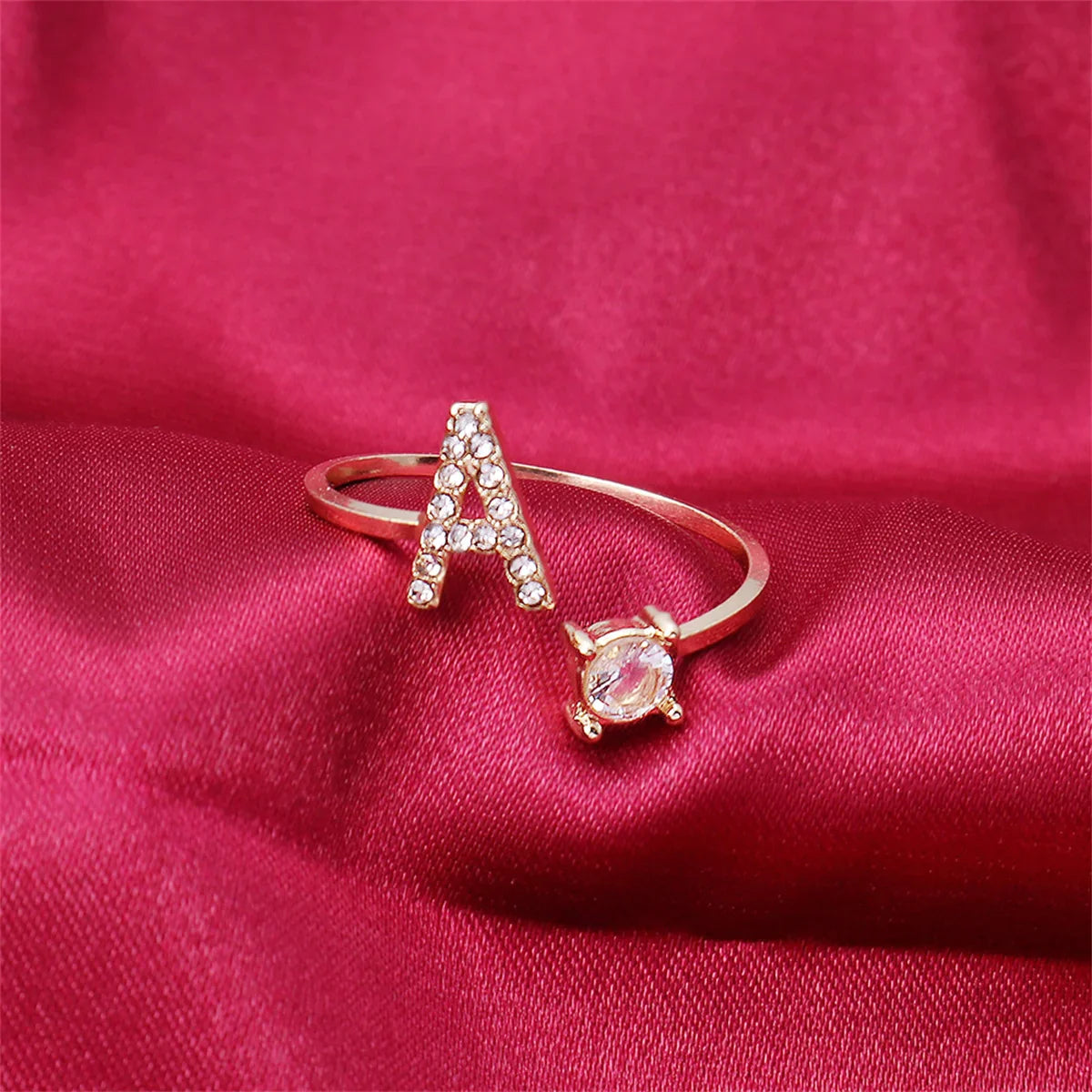 Ava - Personalised initial ring with solitaire diamond