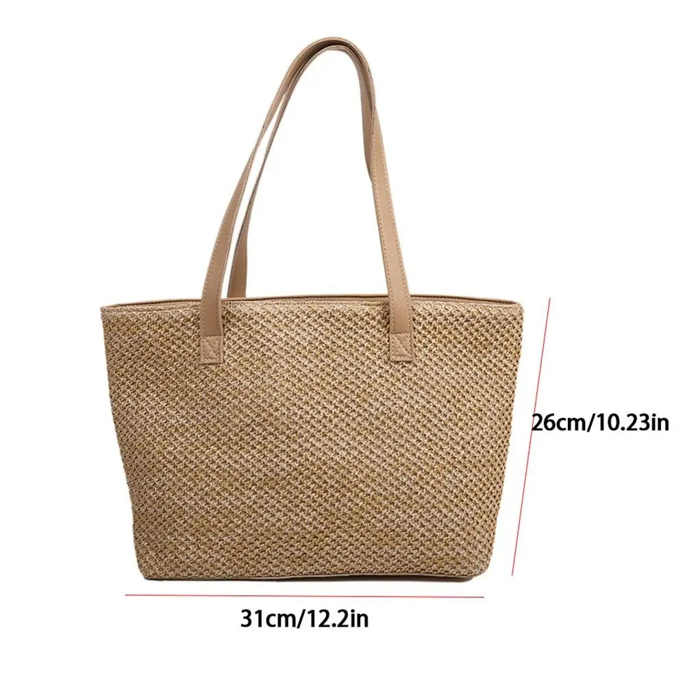 Bohemian woven straw bag for women