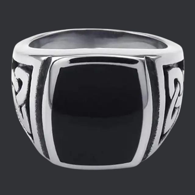 Theo - Signet ring made of titanium steel with Odin symbol