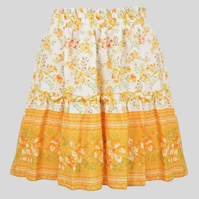 Isabella - Bohemian floral skirt with ruffles