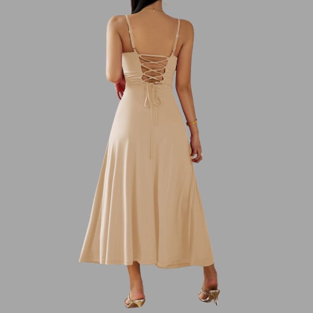 Selah - Elegant midi dress with lacing at the back