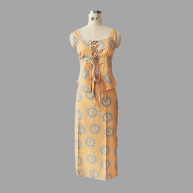 Selah - Boho chic maxi dress and top set with sunray print