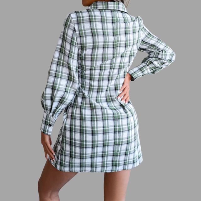 Valerie - Classic checked shirt dress with waistband