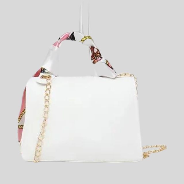 Kezia - Classic handbag with silk scarf and chain detail