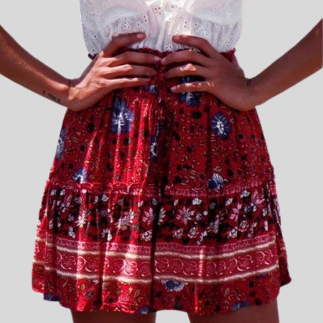 Isabella - Bohemian floral skirt with ruffles