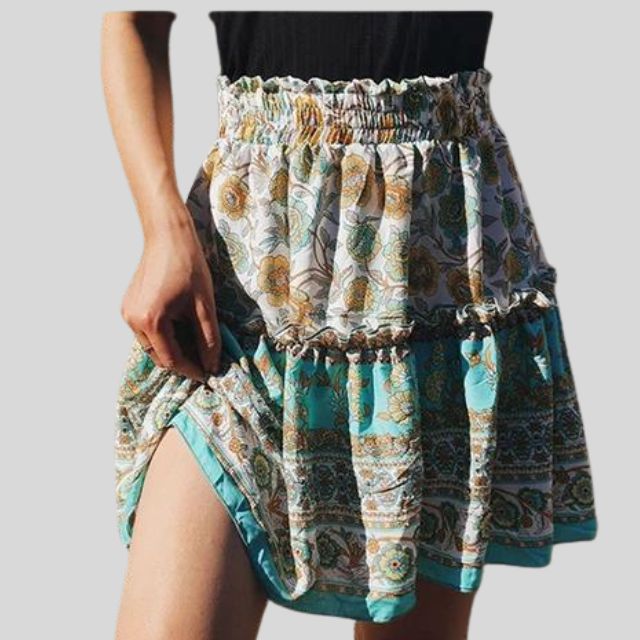 Isabella - Bohemian floral skirt with ruffles