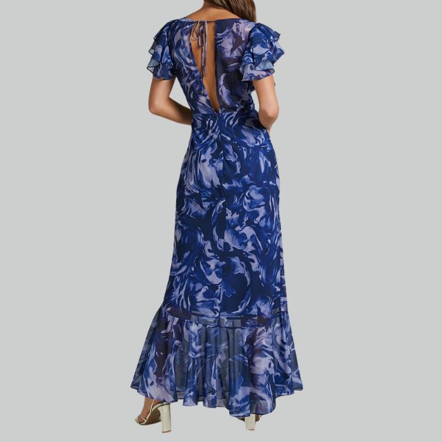 Dahlia - Ruched maxi dress with V-neckline