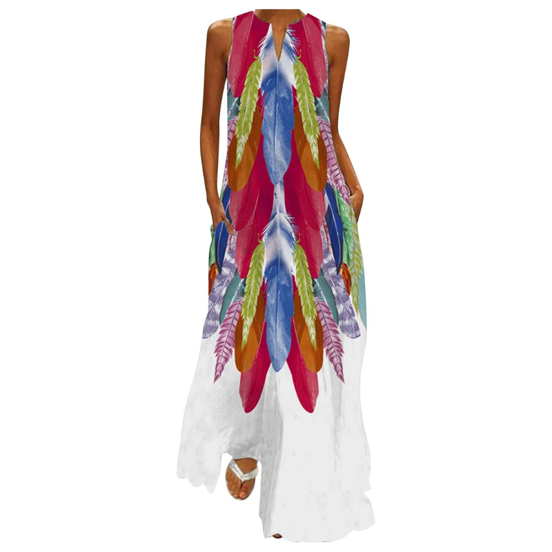 Synth - Maxi dress with feather pattern