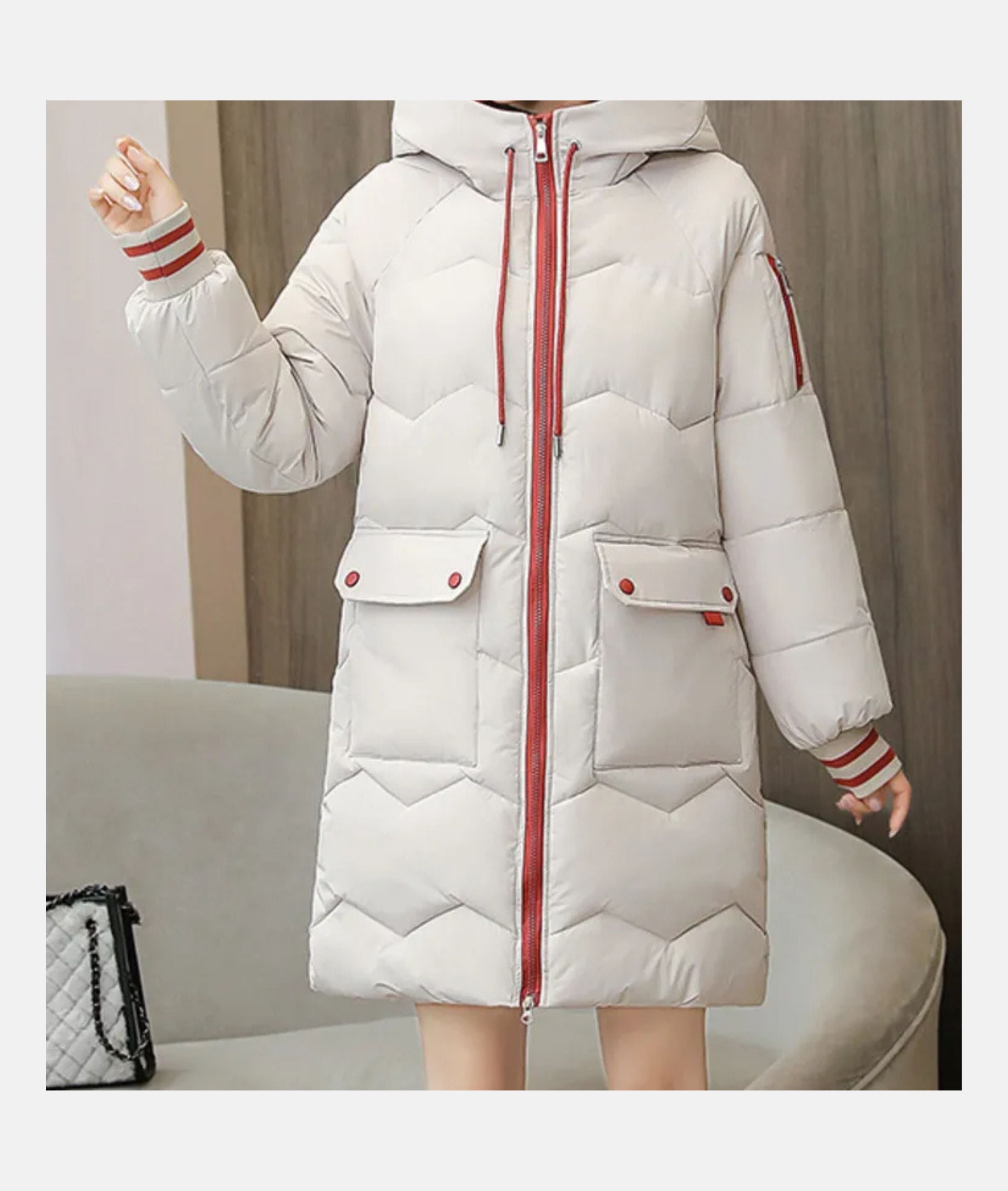 Hoodie drawstring winter coat for women