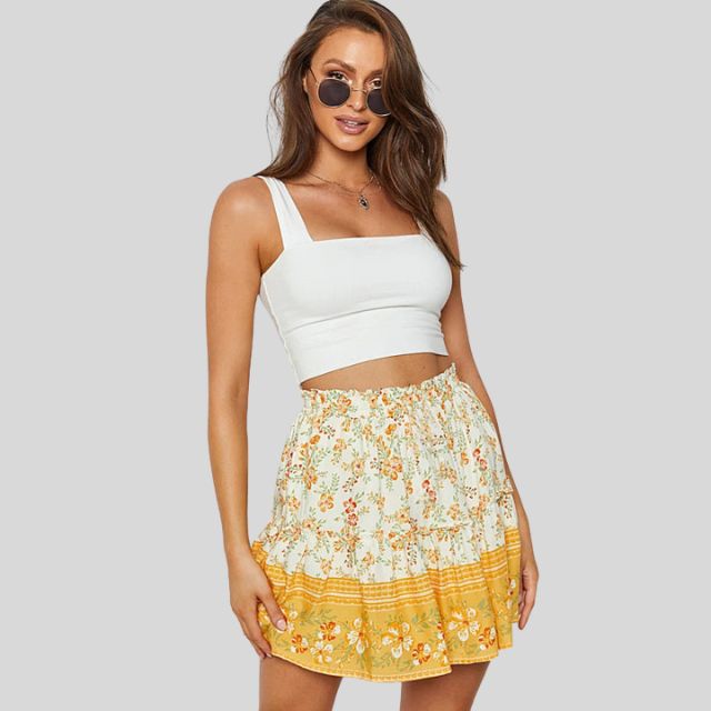 Isabella - Bohemian floral skirt with ruffles