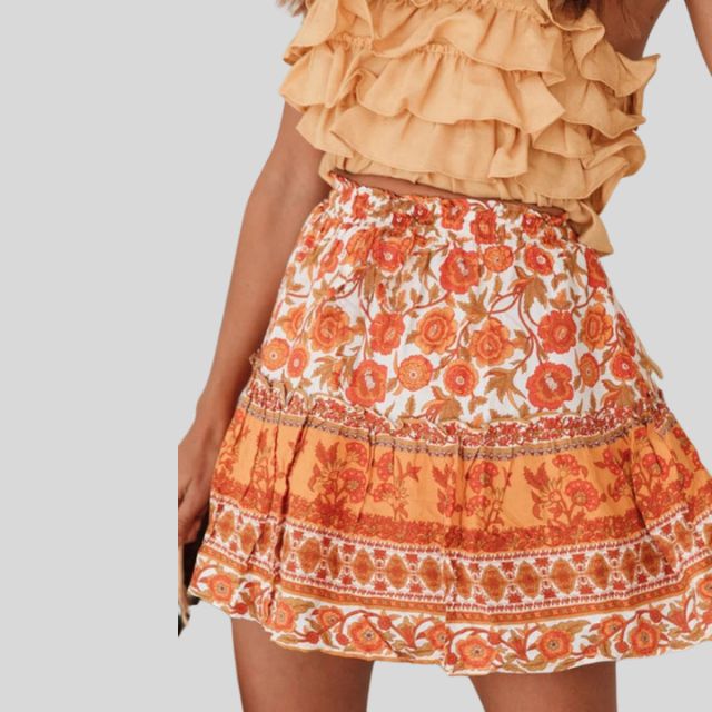 Isabella - Bohemian floral skirt with ruffles